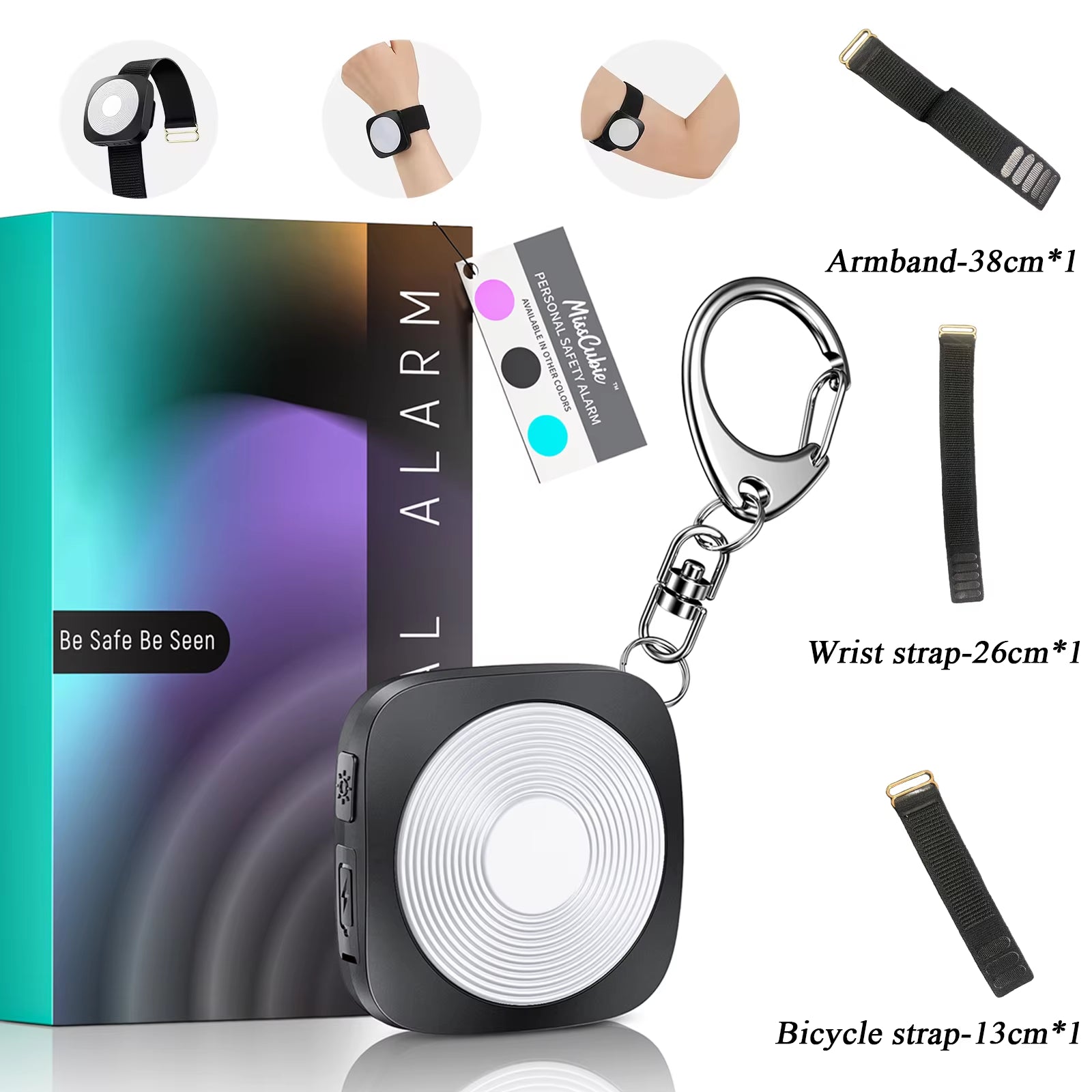 2 in 1 Personal Safety Alarm + LED Emergency Night Light 130Db Type-C Charging Self Defense Alarm with Key Chain Press Tap Alarm