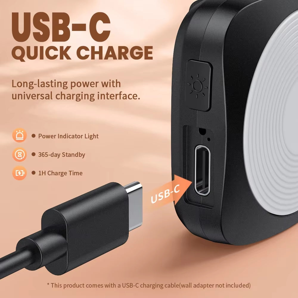 2 in 1 Personal Safety Alarm + LED Emergency Night Light 130Db Type-C Charging Self Defense Alarm with Key Chain Press Tap Alarm